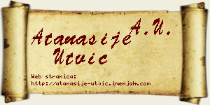 Atanasije Utvić vizit kartica